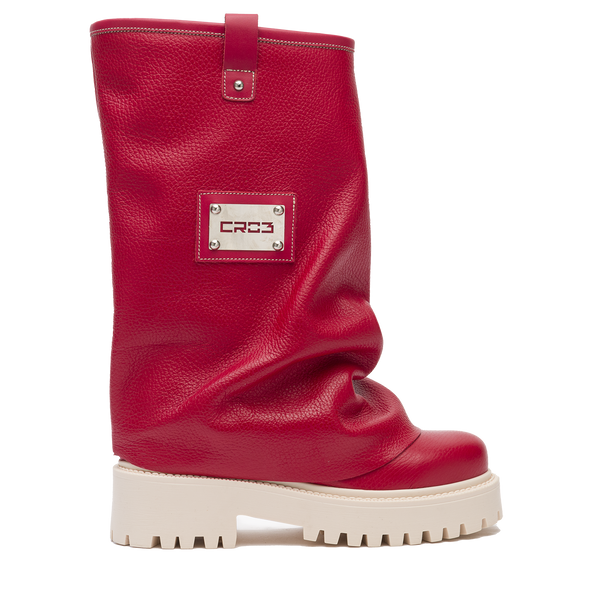 Botas de piel gruesas rojas