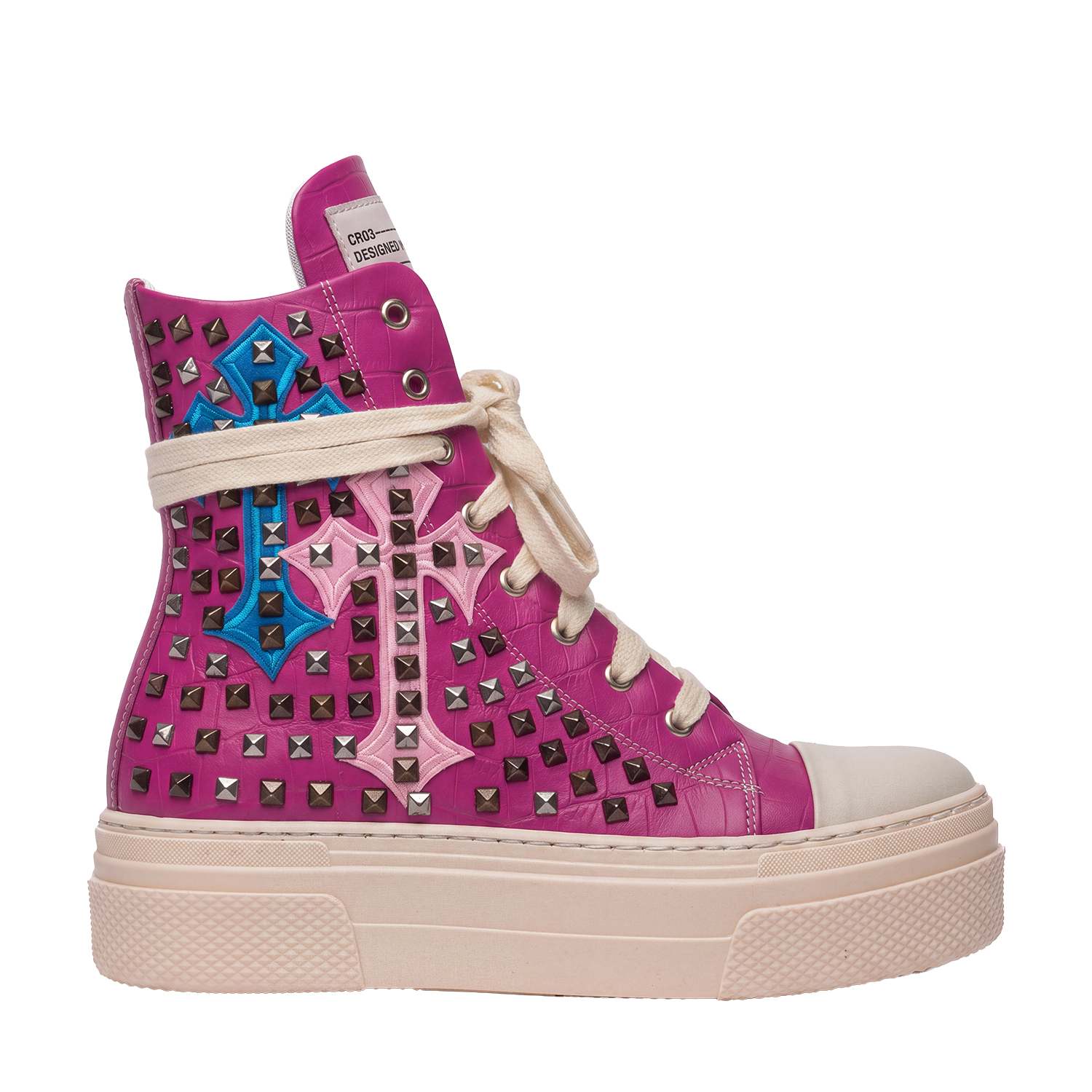 CALIPSO COCO - Fuchsia Cross Studs