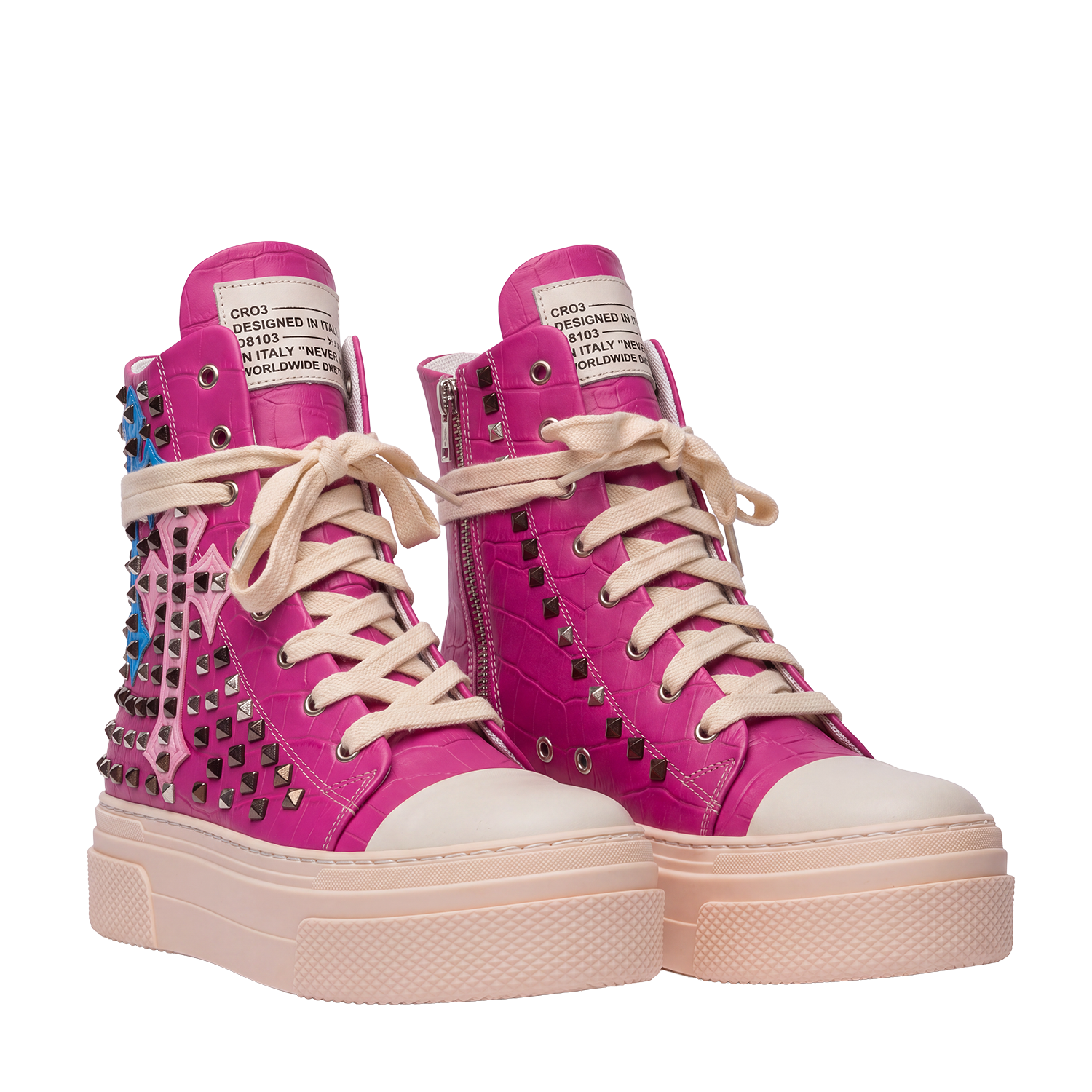 CALIPSO COCO - Fuchsia Cross Studs
