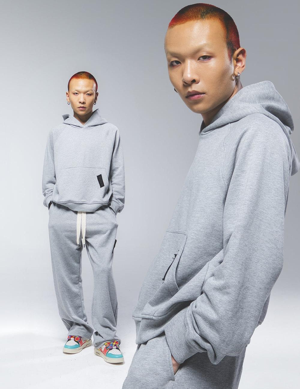 "CR03" Melange Grey Hoodie-Hoodie-CRISTIANZEROTRE