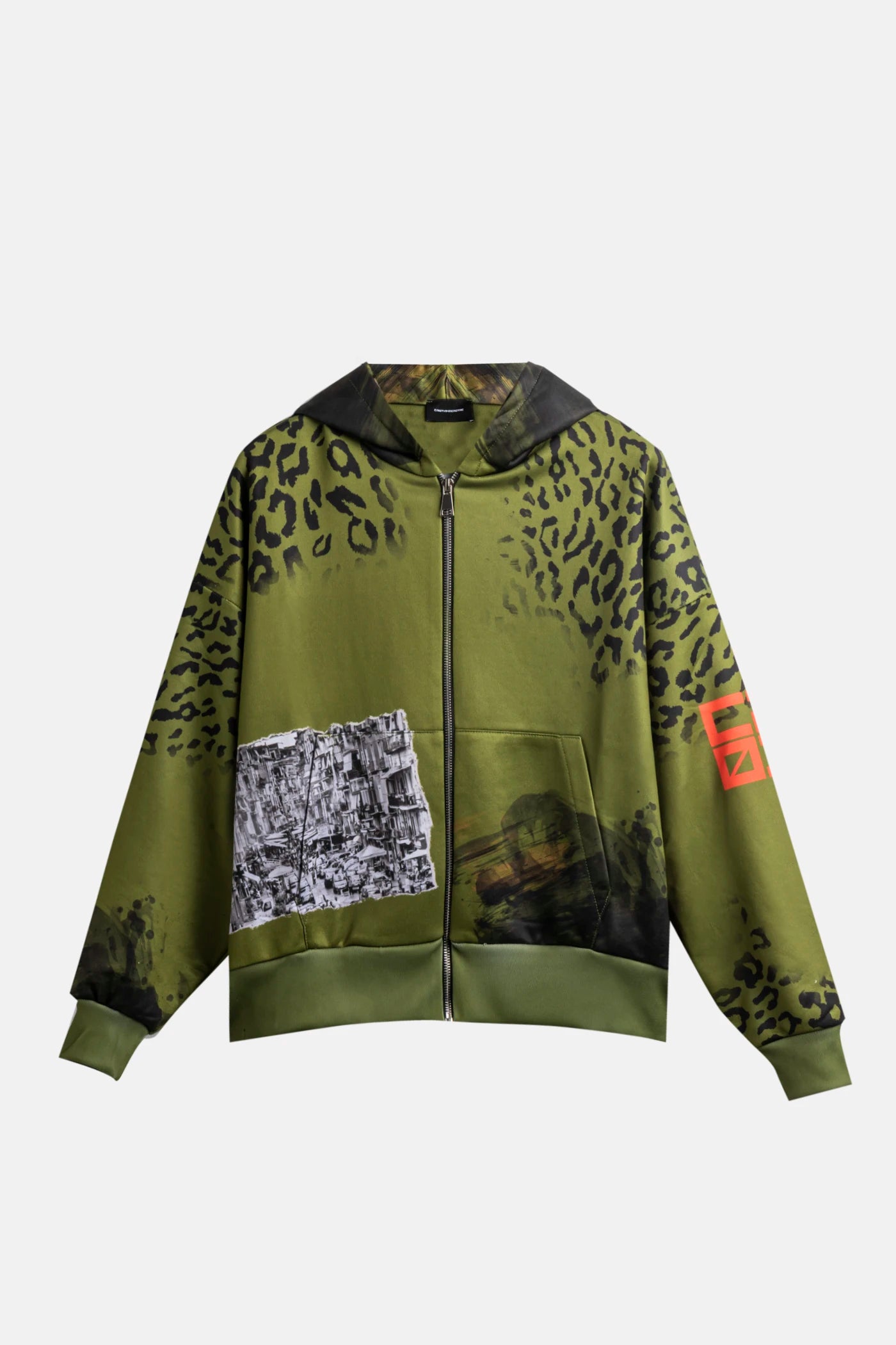 CR03 Creative Safari Zip Hoodie – Olive Green Sublimation