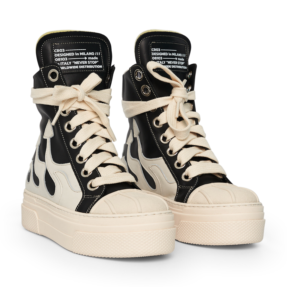 CALIPSO FLAME Black White High – Monochrome High-Top Flames CALIPSO FLAME Black White High – Monochrome High-Top Flames