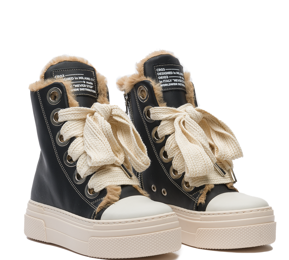 Calipso 300 Fur – Classic Black Leather-Sneaker-CRISTIANZEROTRE
