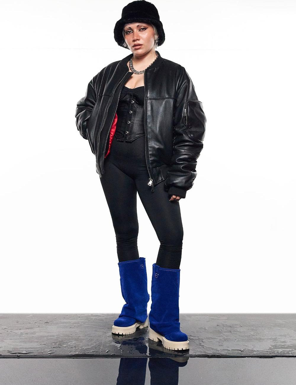 CHUNKY – Deep Blue Velvet Boots-Sneaker-CRISTIANZEROTRE