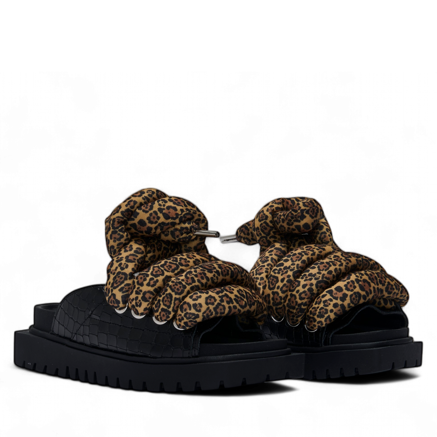 Black Croco Sandals