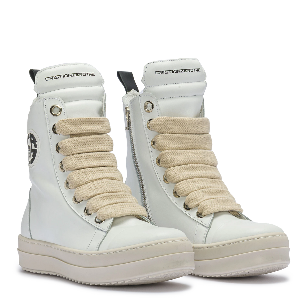 MIRAGE – Couro com cadarços creme