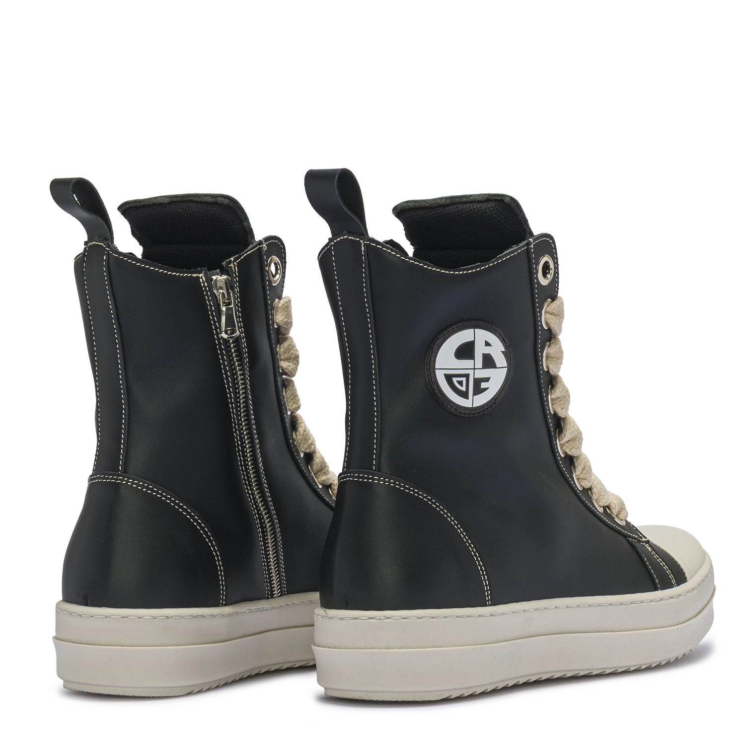 MIRAGE – Black Leather with Cream Laces