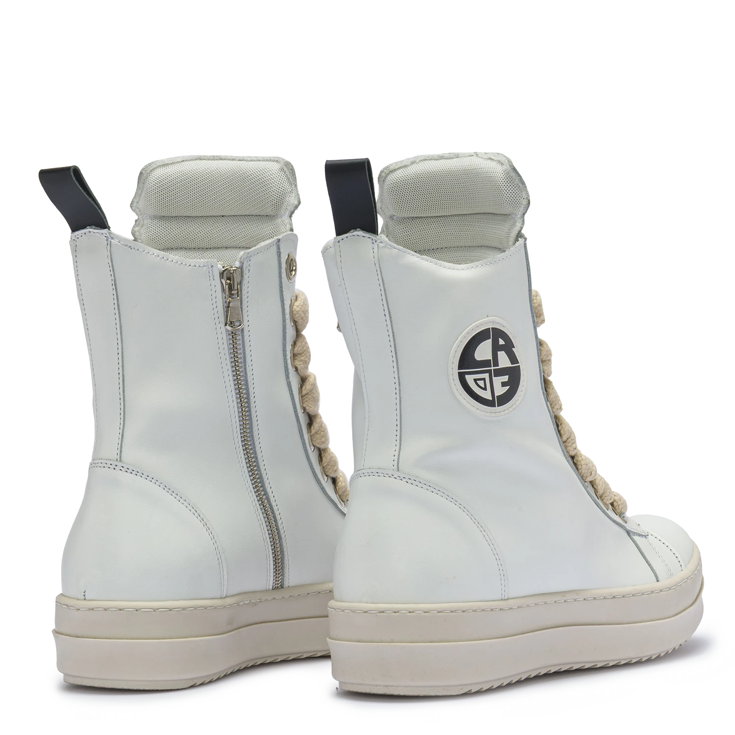 MIRAGE–Cuir avec lacets crème