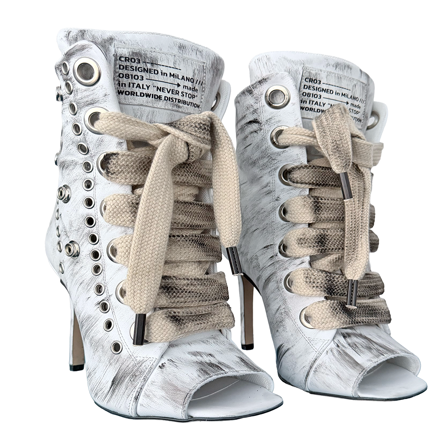 RUSH - Distressed Leather Lace Cream