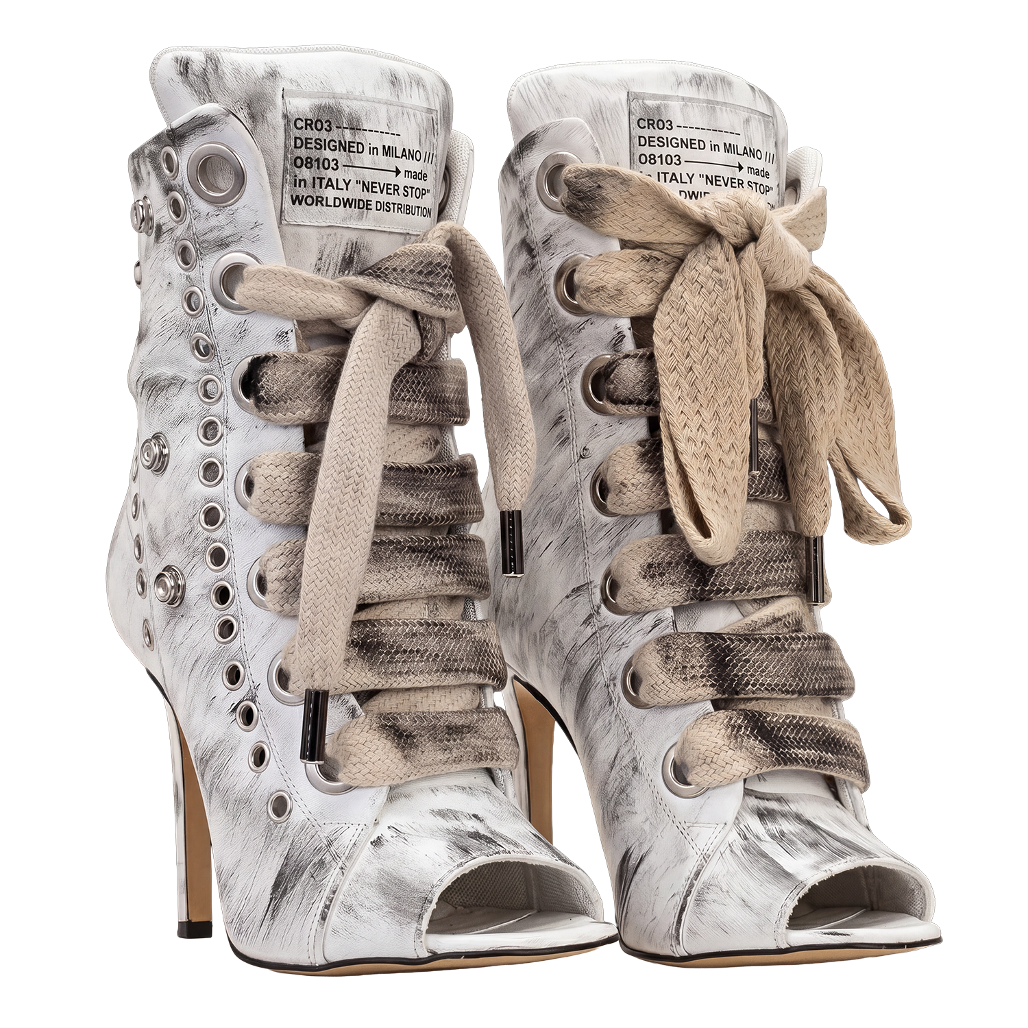 RUSH - Distressed Leather Lace Cream