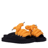 Sandal - Leather Black - TB Orange