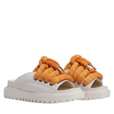 Sandal - Cream Leather - LT Orange