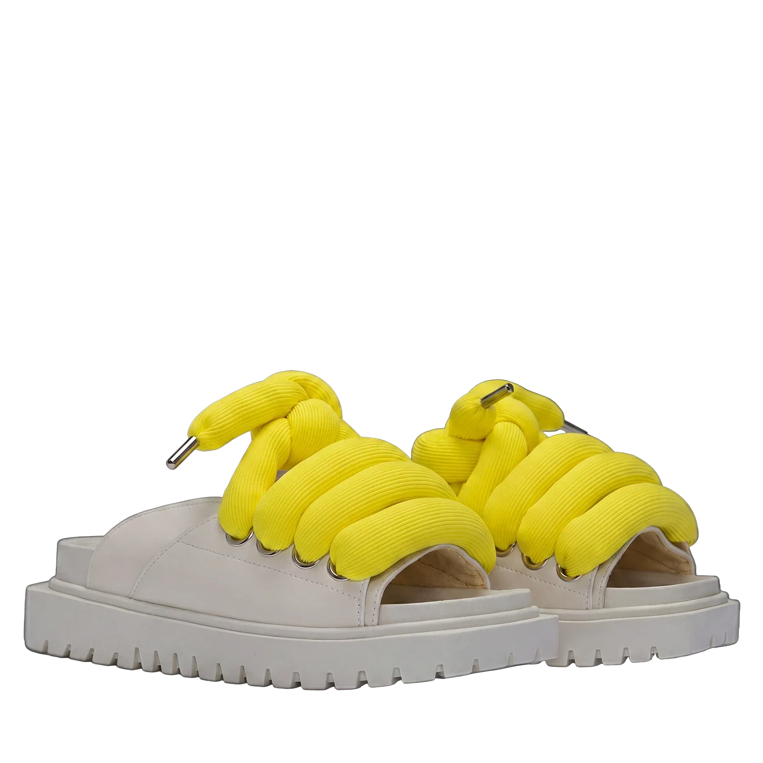 Sandal - Cream Leather - TB Yellow
