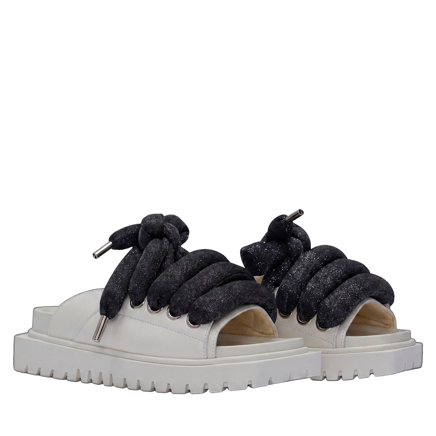 Sandal - Cream Leather - LT Black