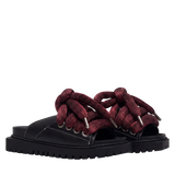 Sandal - Black Leather - LT Bordeaux