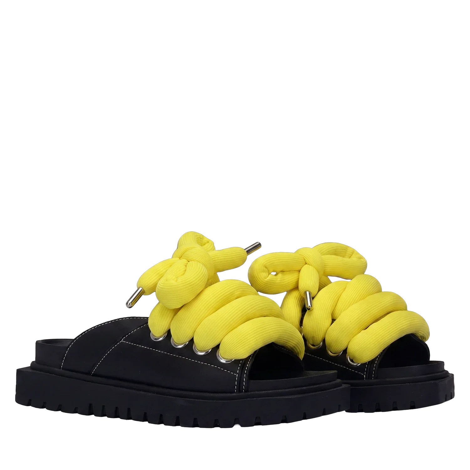 Sandal - Leather Black - TB Yellow