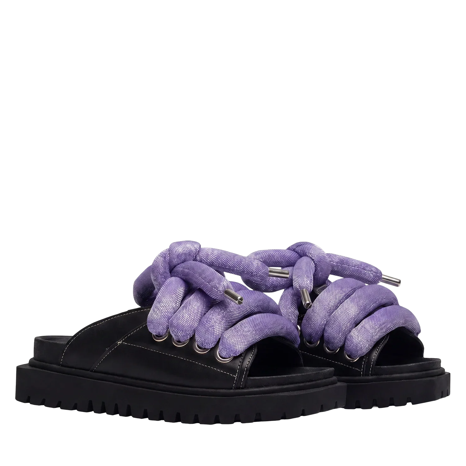 Sandal - Black Leather - LT Wisteria