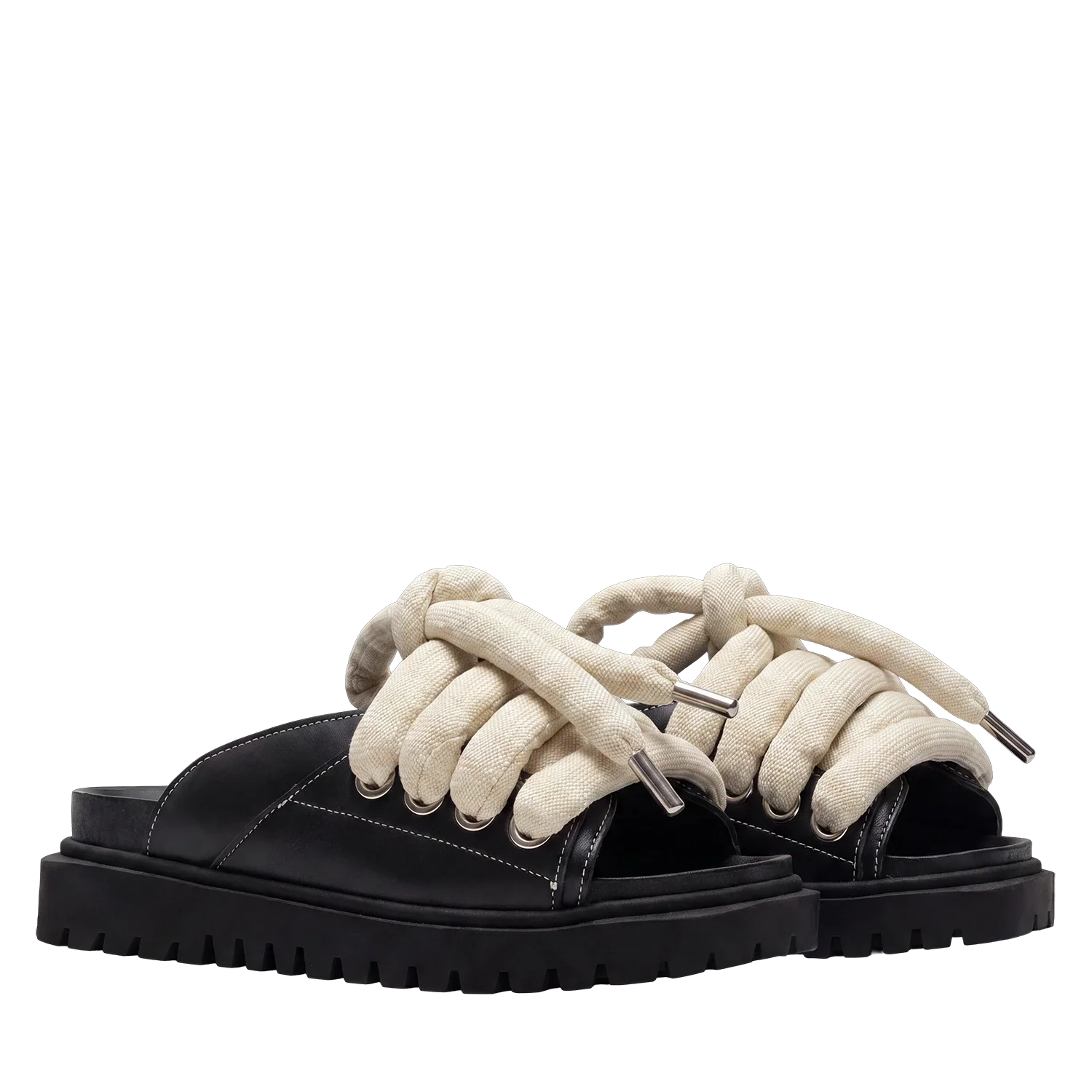 Sandal - Black Leather - LT Gold