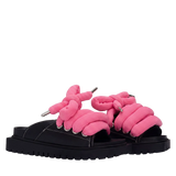 Sandal - Black Leather - TB Pink
