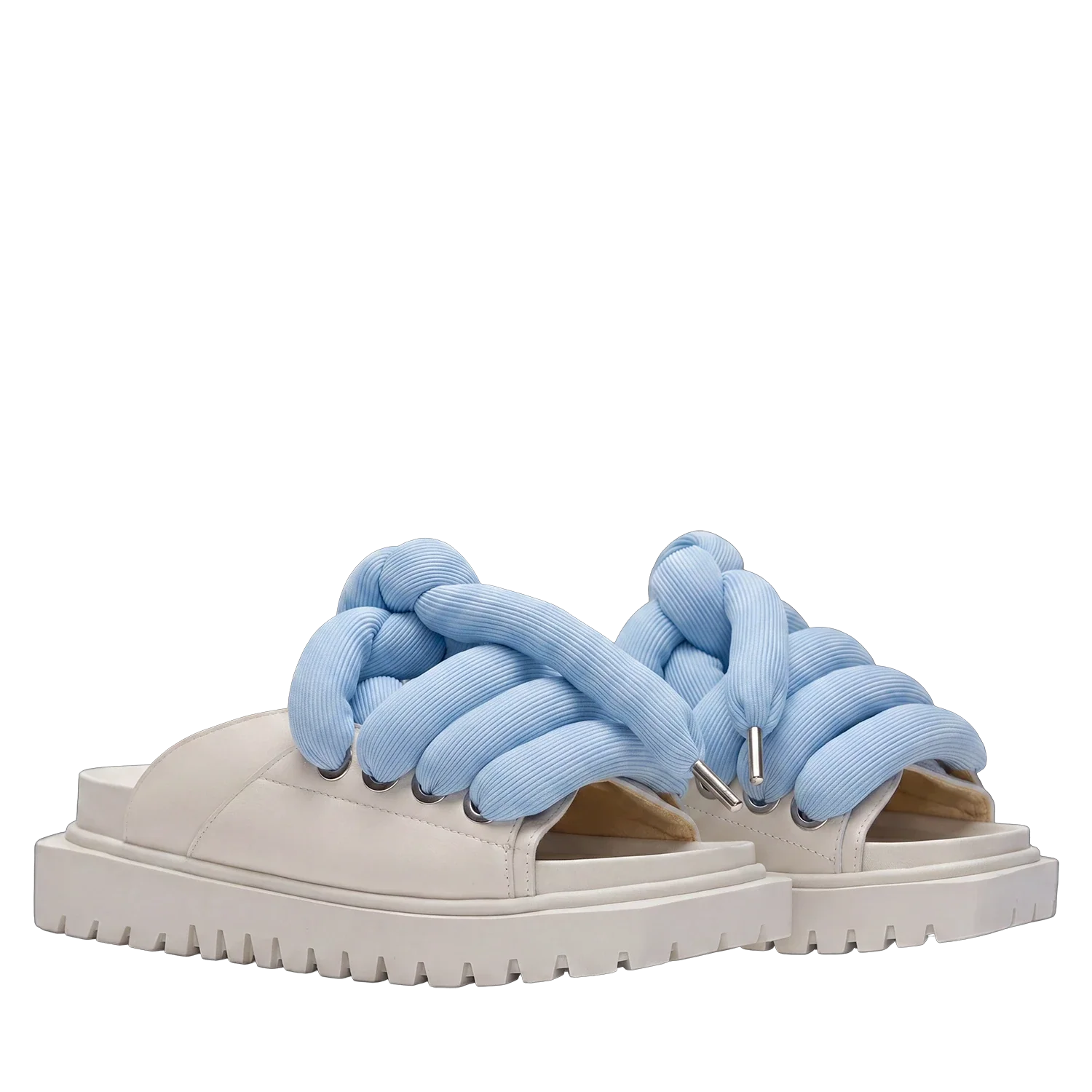 Sandal - Cream Leather - LT Turquoise