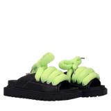 Sandal - Black Leather - TB Acid Green