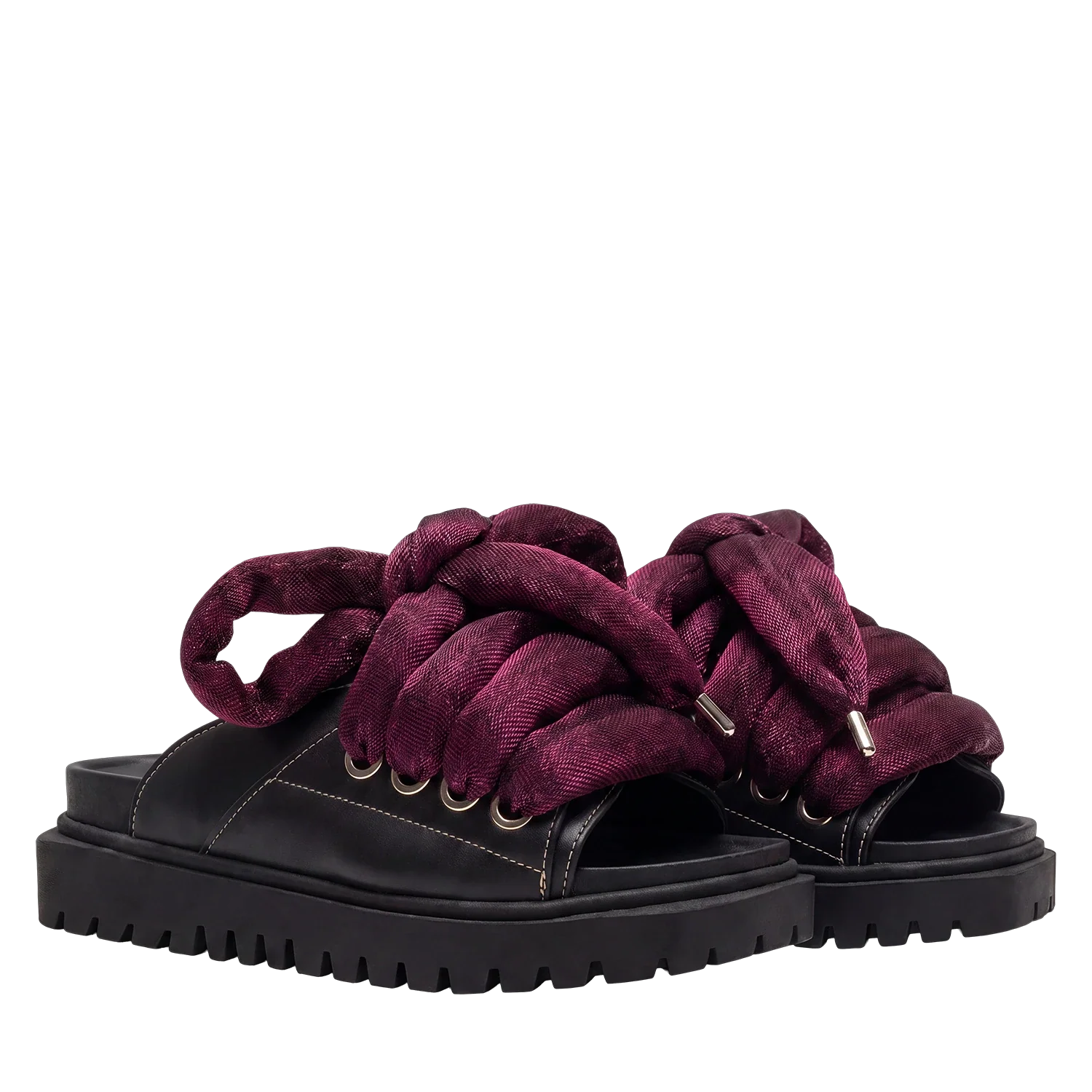 Sandal - Black Leather - LT Violet