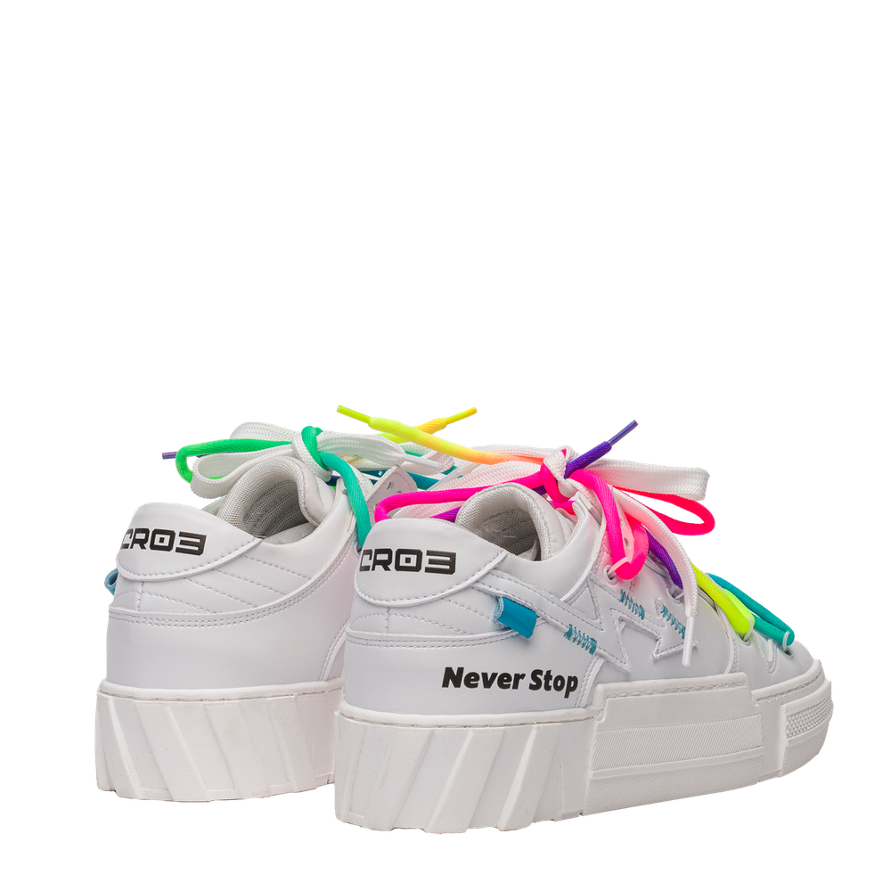 STRONG Rainbow Core – White Sneakers with Color Laces