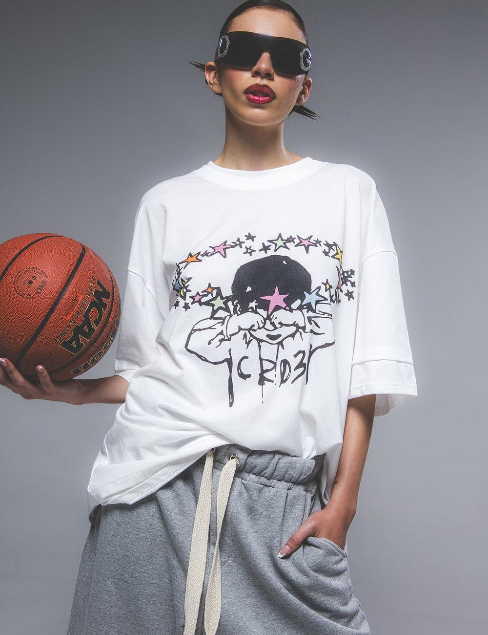 "Squint" White T-shirt-T-shirt-CRISTIANZEROTRE