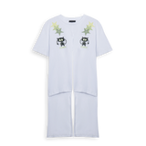 White Knotted Cat Stars T-Shirt